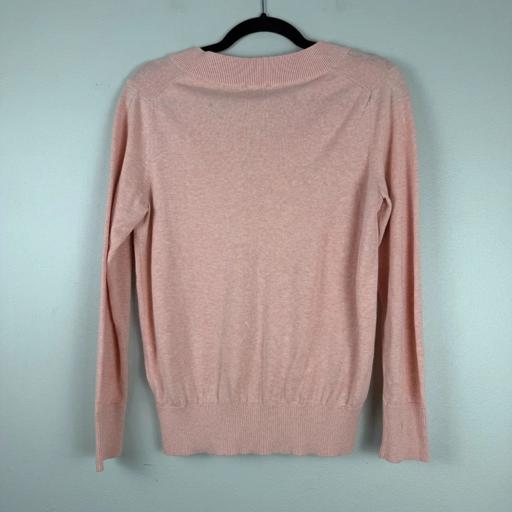 Vineyard Vines Sweater Women's XS Pink 100% Cotton Knit V-Neck Classic Pullover